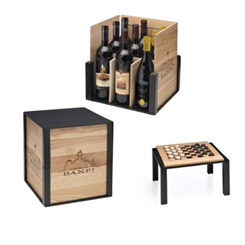 BANFI CONFEZIONE REGALO 9 BOTTIGLIE DA - 0,75CL + DAMA + PEDINE + 2 TAVOLINI PER COLAZIONE A LETTO - BOX